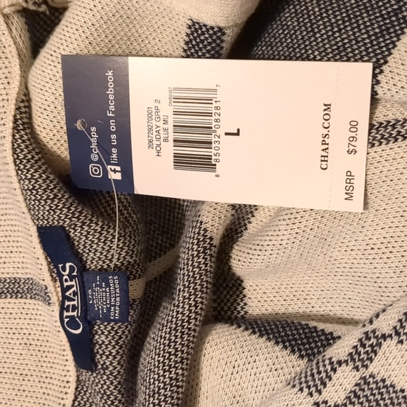 NWT chaps navy and white plaid vest jacket coat size L $30 OBO takes it - Picture 12 of 16